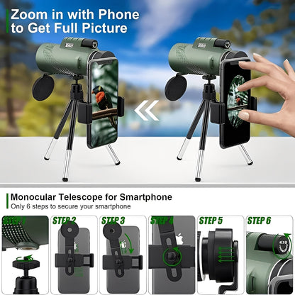 Handheld Monocular with 600X Zoom and Multi Layer Lens System for Wildlife Viewing