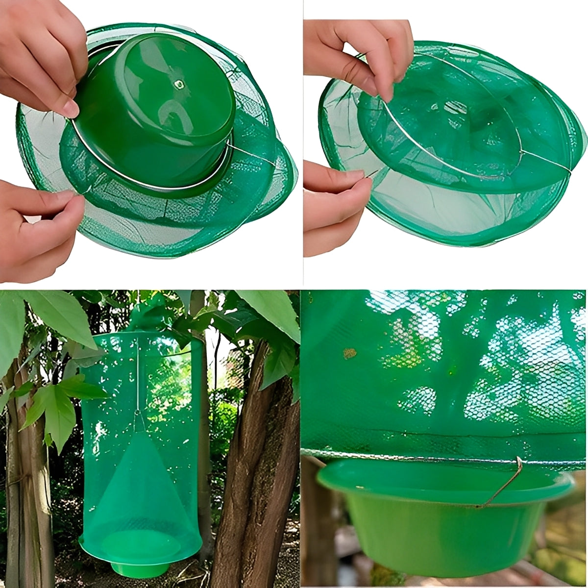 Hanging Fly Trap with Bait Attraction and Washable Container