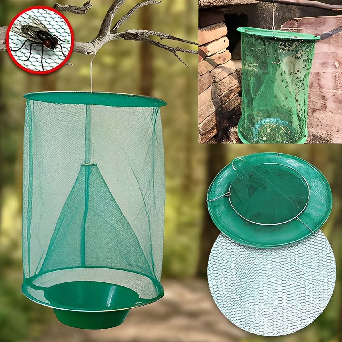 Hanging Fly Trap with Bait Attraction and Washable Container
