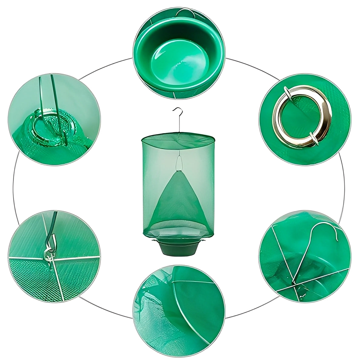 Hanging Fly Trap with Bait Attraction and Washable Container