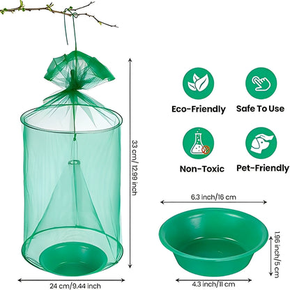 Hanging Fly Trap with Bait Attraction and Washable Container