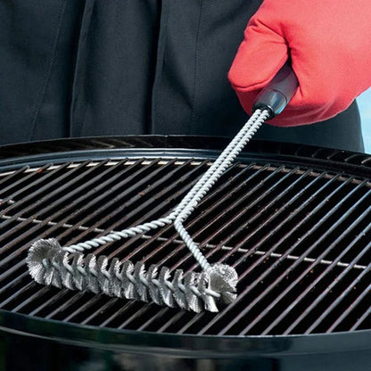 Grill Grate Scrubber with Extended Handle and Stainless Steel Bristles