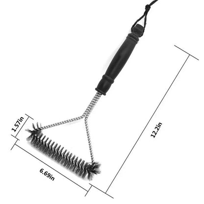Grill Grate Scrubber with Extended Handle and Stainless Steel Bristles