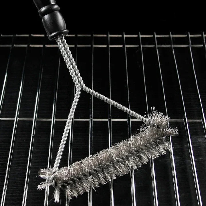 Grill Grate Scrubber with Extended Handle and Stainless Steel Bristles