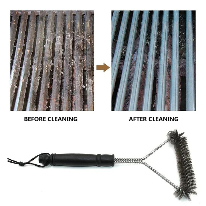 Grill Grate Scrubber with Extended Handle and Stainless Steel Bristles
