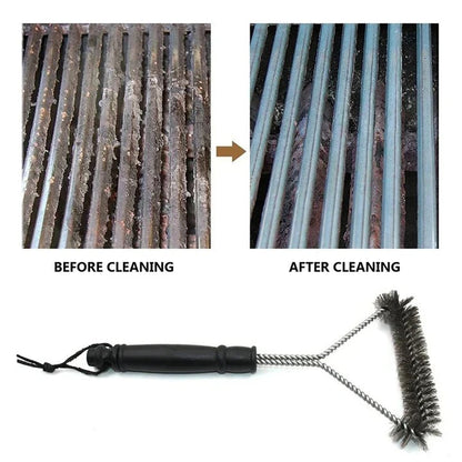 Grill Grate Scrubber with Extended Handle and Stainless Steel Bristles