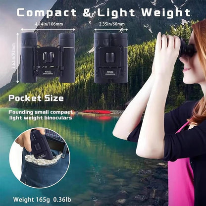 40x Magnification Compact Binoculars with Multi-Coated HD Glass and Prism Optics