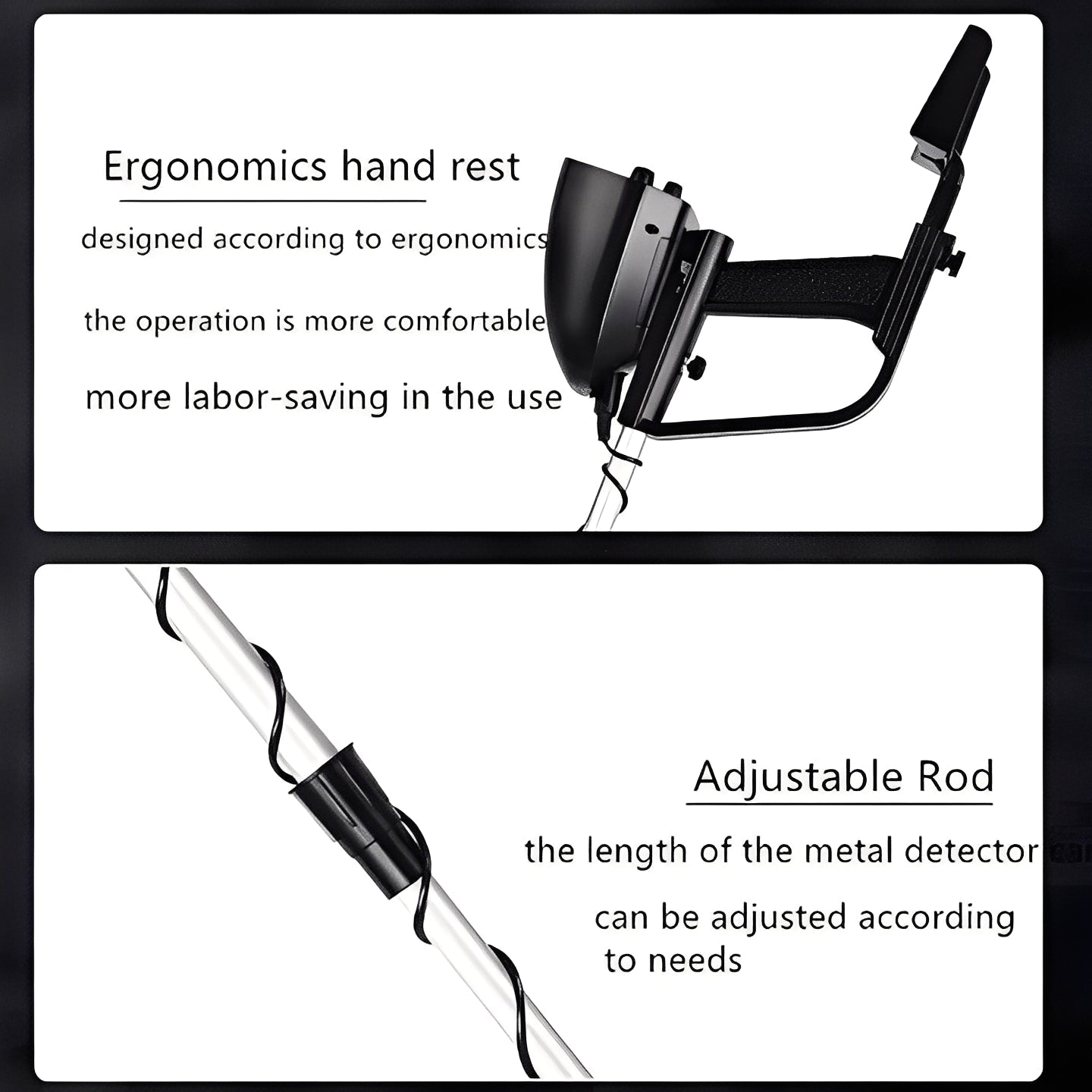 Ground Search Metal Detector with Pointer Meter and Adjustable Stem