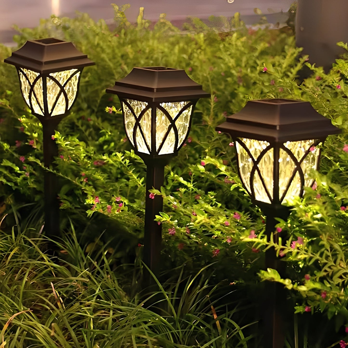 LED Solar Pathway Lights with Automatic Dusk Sensor, Set of 2