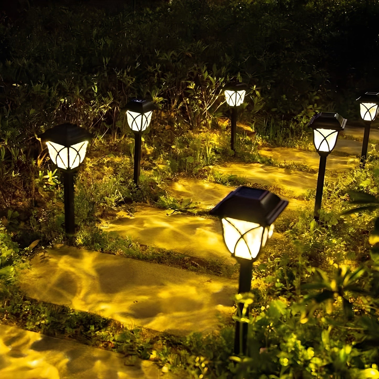 LED Solar Pathway Lights with Automatic Dusk Sensor, Set of 2