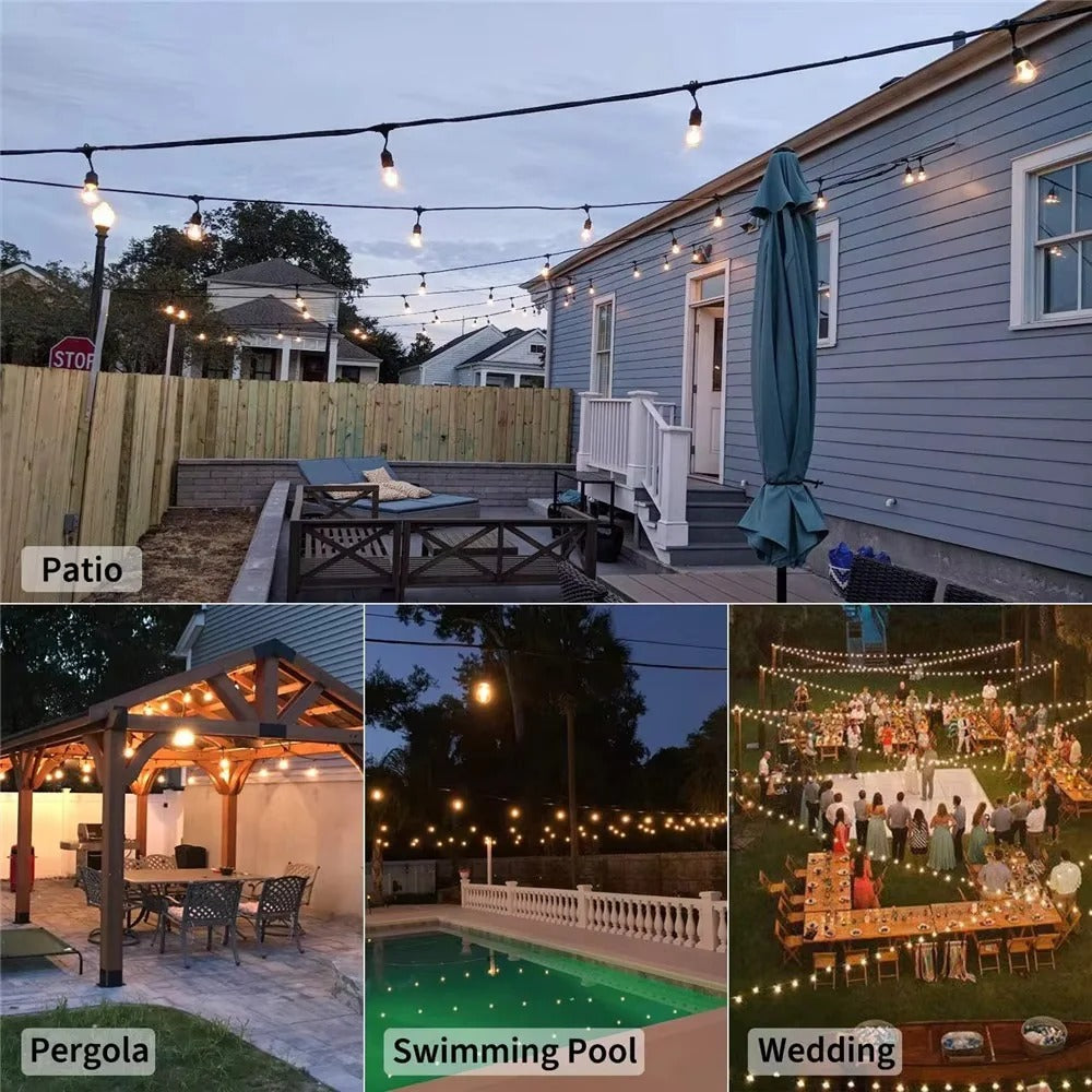 LED String Lights for Outdoor Patios with 10 Edison Bulbs, 20ft
