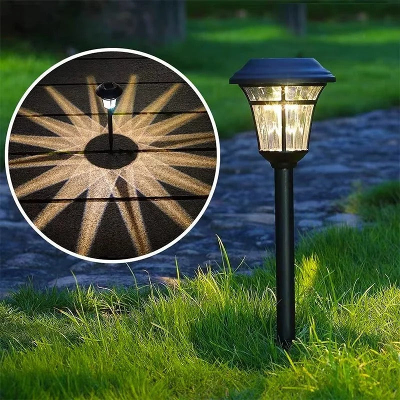 Solar Ground Lights with Automatic Dusk Sensor and LED Illumination-Set of 4