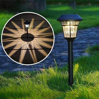 Solar Ground Lights with Automatic Dusk Sensor and LED Illumination-Set of 4