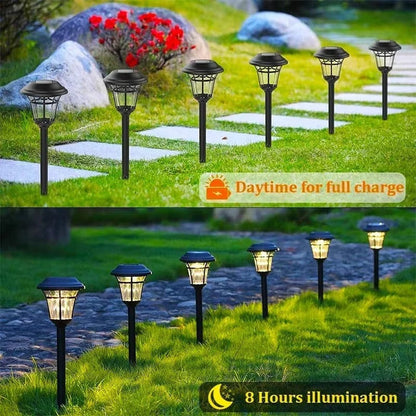 Solar Ground Lights with Automatic Dusk Sensor and LED Illumination-Set of 4