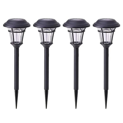 Solar Ground Lights with Automatic Dusk Sensor and LED Illumination-Set of 4