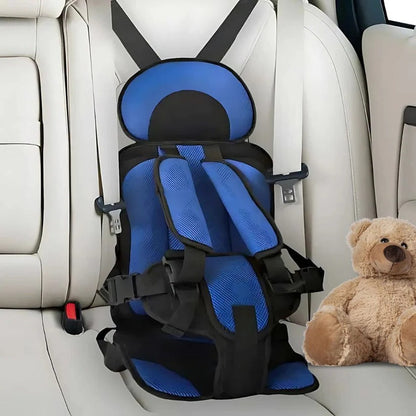 Children's Car Seat Cushion with Adjustable Harness and Mesh Ventilation, Foldable