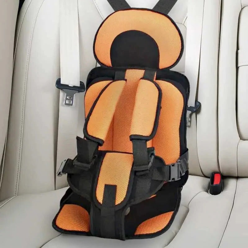 Children's Car Seat Cushion with Adjustable Harness and Mesh Ventilation, Foldable