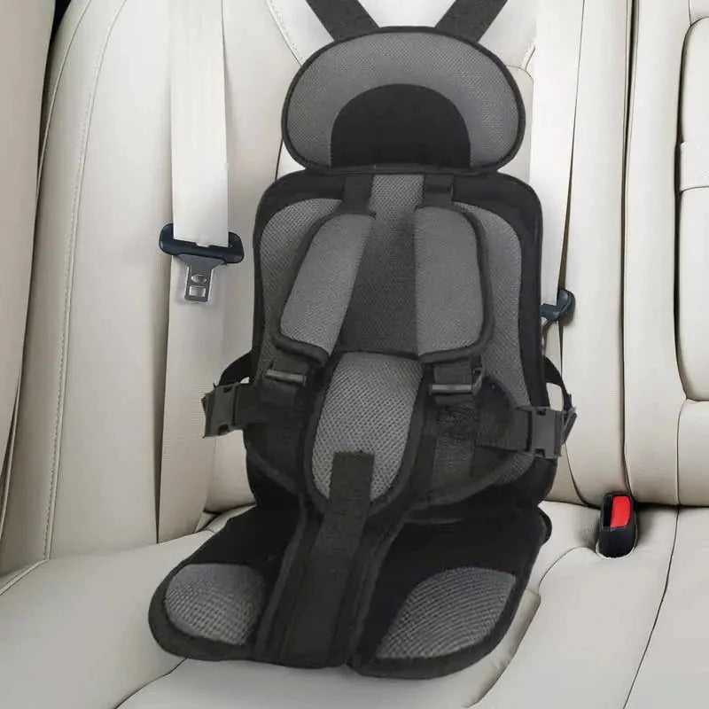 Children's Car Seat Cushion with Adjustable Harness and Mesh Ventilation, Foldable