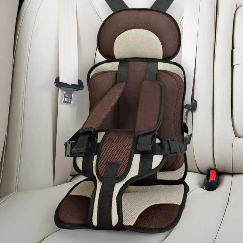 Children's Car Seat Cushion with Adjustable Harness and Mesh Ventilation, Foldable