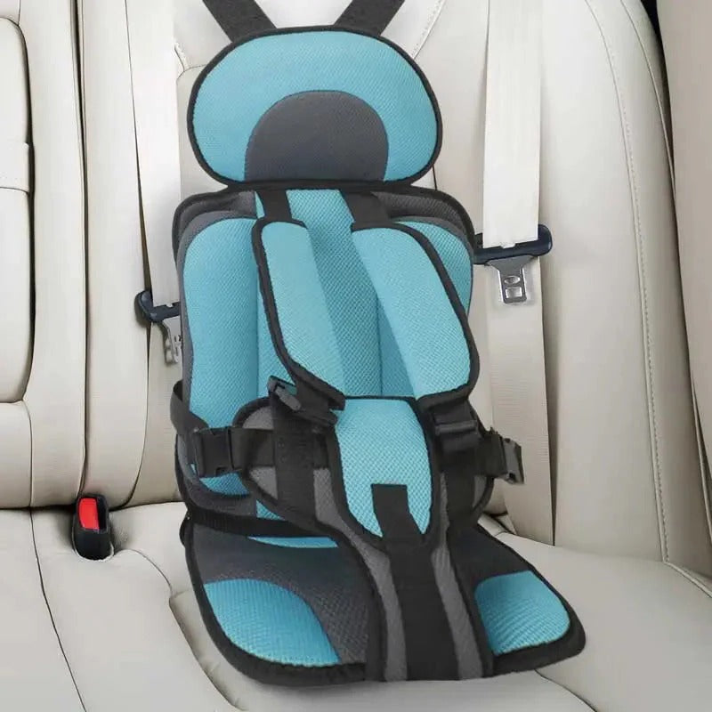 Children's Car Seat Cushion with Adjustable Harness and Mesh Ventilation, Foldable
