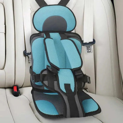 Children's Car Seat Cushion with Adjustable Harness and Mesh Ventilation, Foldable