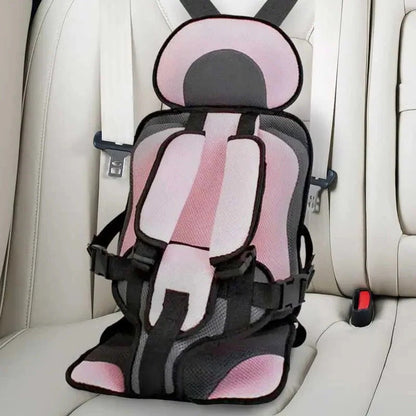 Children's Car Seat Cushion with Adjustable Harness and Mesh Ventilation, Foldable