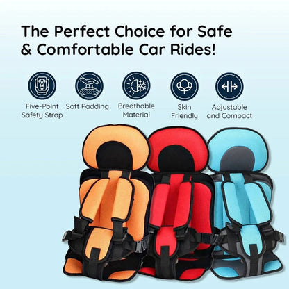 Children's Car Seat Cushion with Adjustable Harness and Mesh Ventilation, Foldable