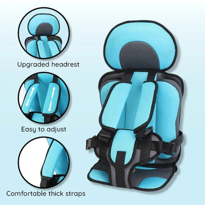 Children's Car Seat Cushion with Adjustable Harness and Mesh Ventilation, Foldable