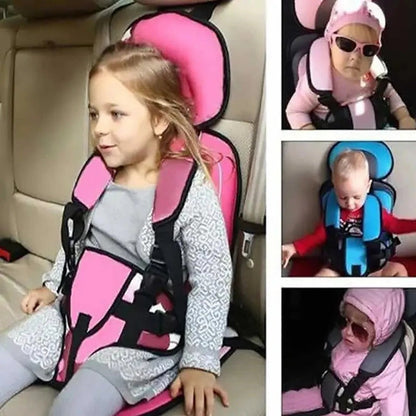 Children's Car Seat Cushion with Adjustable Harness and Mesh Ventilation, Foldable
