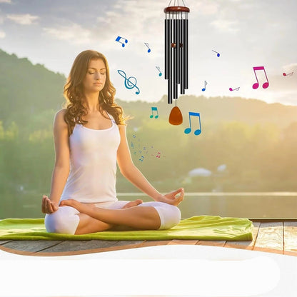 Wind Chime with Aluminum Tubes and Wooden Top for Indoor Outdoor Use