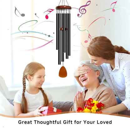 Wind Chime with Aluminum Tubes and Wooden Top for Indoor Outdoor Use