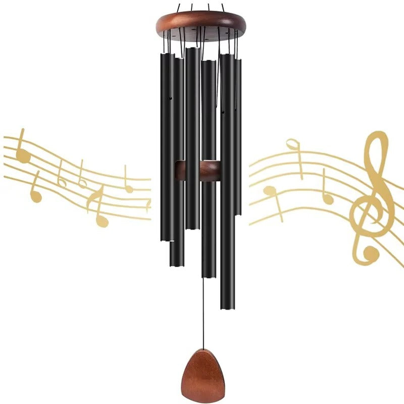 Wind Chime with Aluminum Tubes and Wooden Top for Indoor Outdoor Use