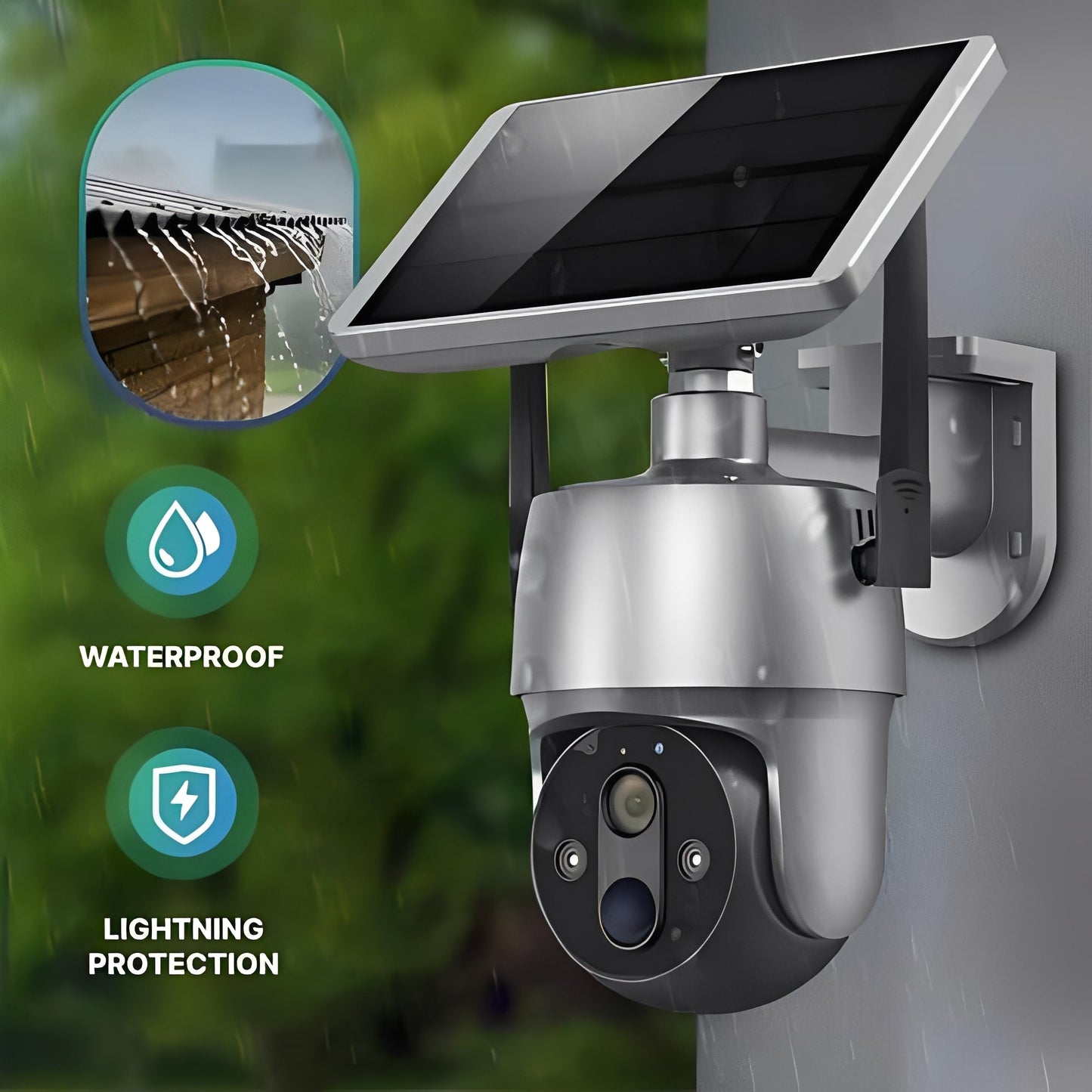 Outdoor Security Camera with 355 Degree Pan Tilt and Solar Power, 1080P HD Night Vision