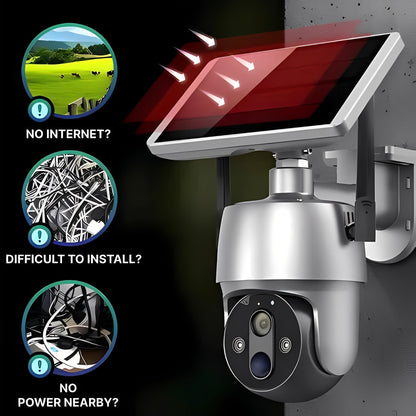 Outdoor Security Camera with 355 Degree Pan Tilt and Solar Power, 1080P HD Night Vision