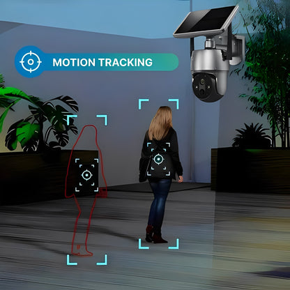 Outdoor Security Camera with 355 Degree Pan Tilt and Solar Power, 1080P HD Night Vision