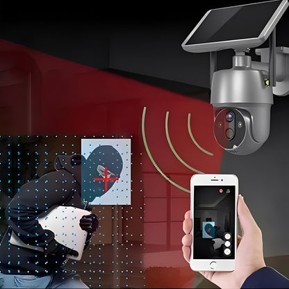 Outdoor Security Camera with 355 Degree Pan Tilt and Solar Power, 1080P HD Night Vision