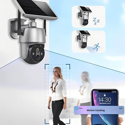 Outdoor Security Camera with 355 Degree Pan Tilt and Solar Power, 1080P HD Night Vision