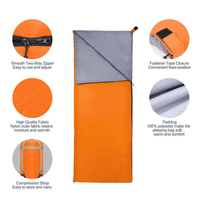 Convertible Sleeping Bag with Two Way Zipper and Water Resistant Nylon, Compression Storage