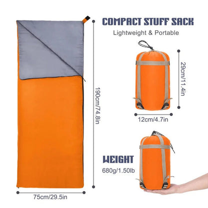 Convertible Sleeping Bag with Two Way Zipper and Water Resistant Nylon, Compression Storage
