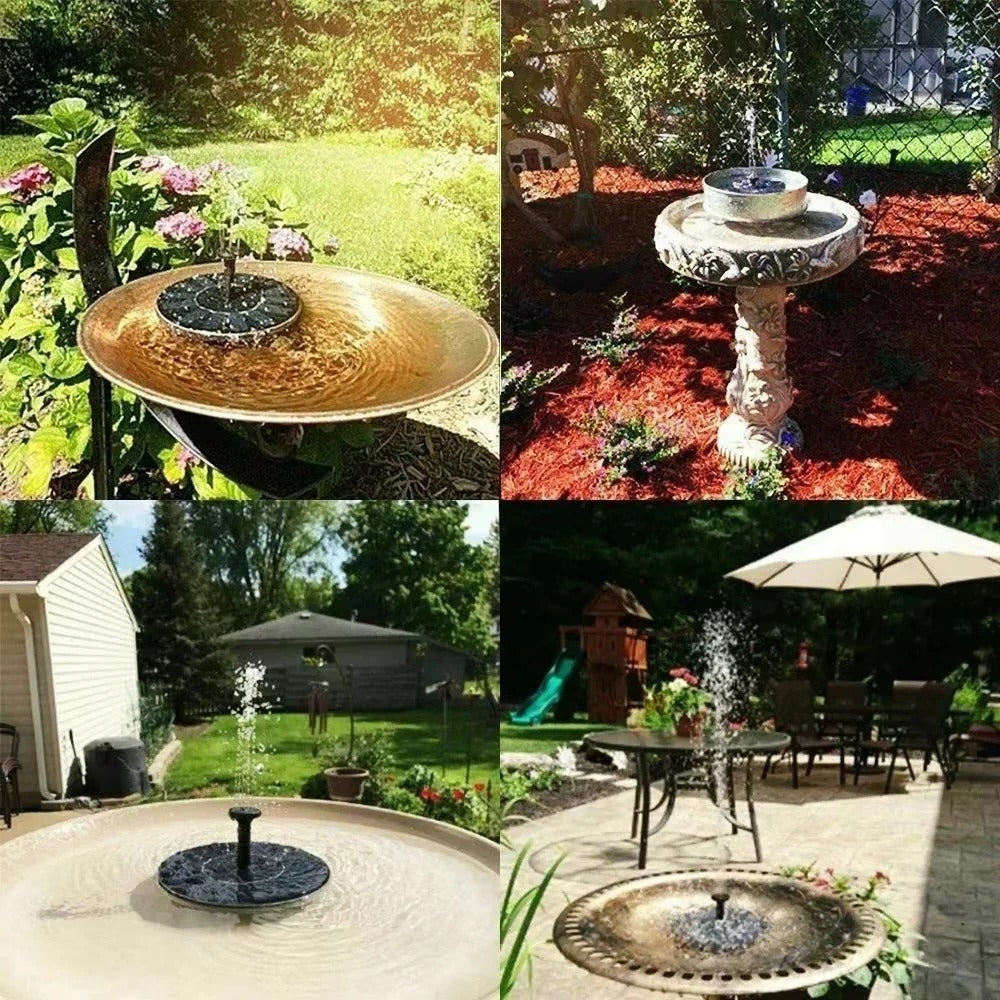 Solar Fountain Pump with Six Nozzle Heads and Floating Design for Bird Baths
