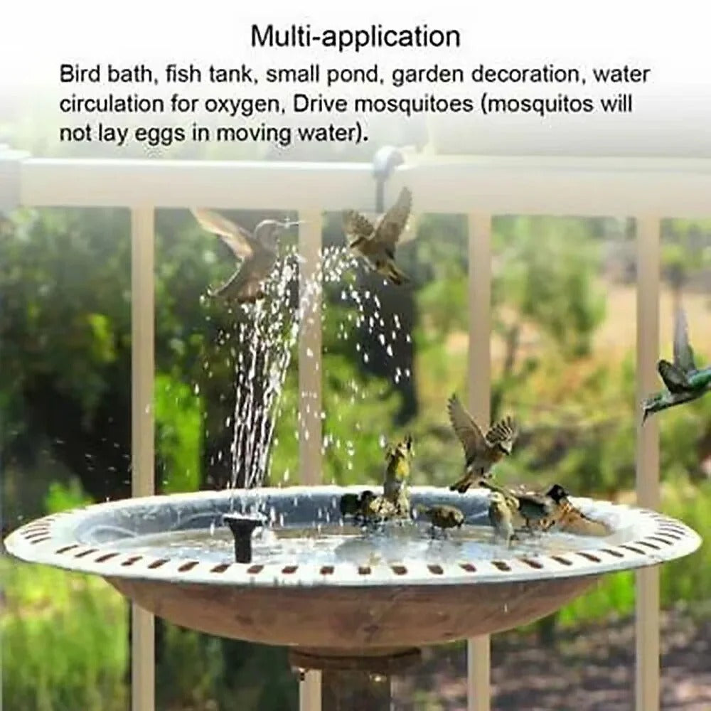 Solar Fountain Pump with Six Nozzle Heads and Floating Design for Bird Baths