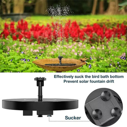 Solar Fountain Pump with Six Nozzle Heads and Floating Design for Bird Baths
