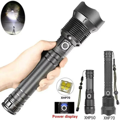 Rechargeable LED Flashlight with Zoomable Beam and Five Brightness Settings