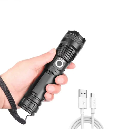 Rechargeable LED Flashlight with Zoomable Beam and Five Brightness Settings