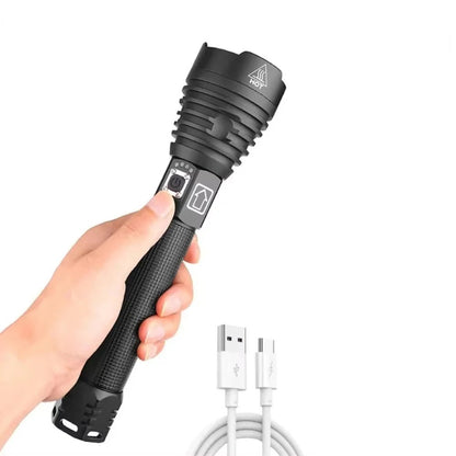 Rechargeable LED Flashlight with Zoomable Beam and Five Brightness Settings