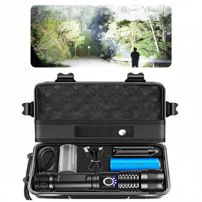 LED Flashlight with Five Lighting Modes and Zoomable Beam, IPX6 Water Resistant