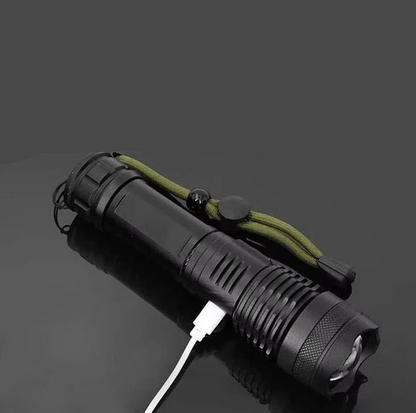 LED Flashlight with Five Lighting Modes and Zoomable Beam, IPX6 Water Resistant
