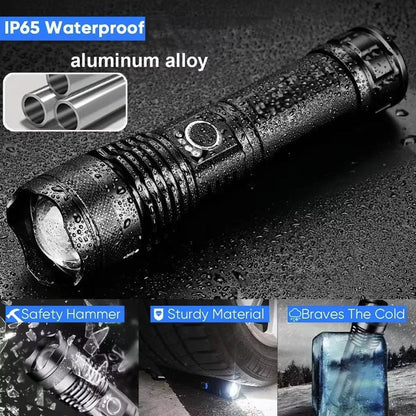 LED Flashlight with Five Lighting Modes and Zoomable Beam, IPX6 Water Resistant