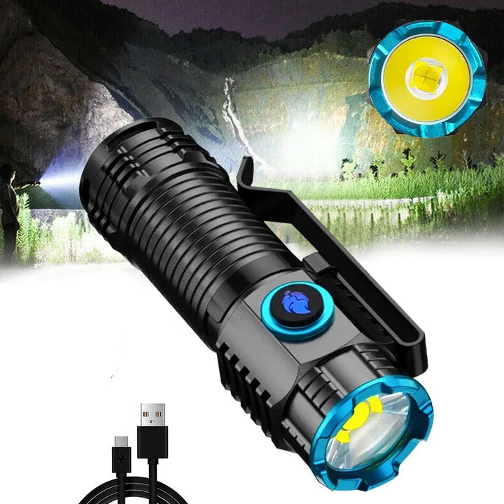 Compact LED Flashlight with Magnetic Base and Pocket Clip, 1000 Lumens