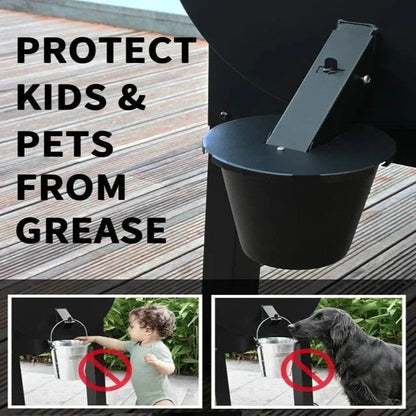 Sealed Grease Collector with Reusable Liner and Tight Fitting Lid for Pellet Grills